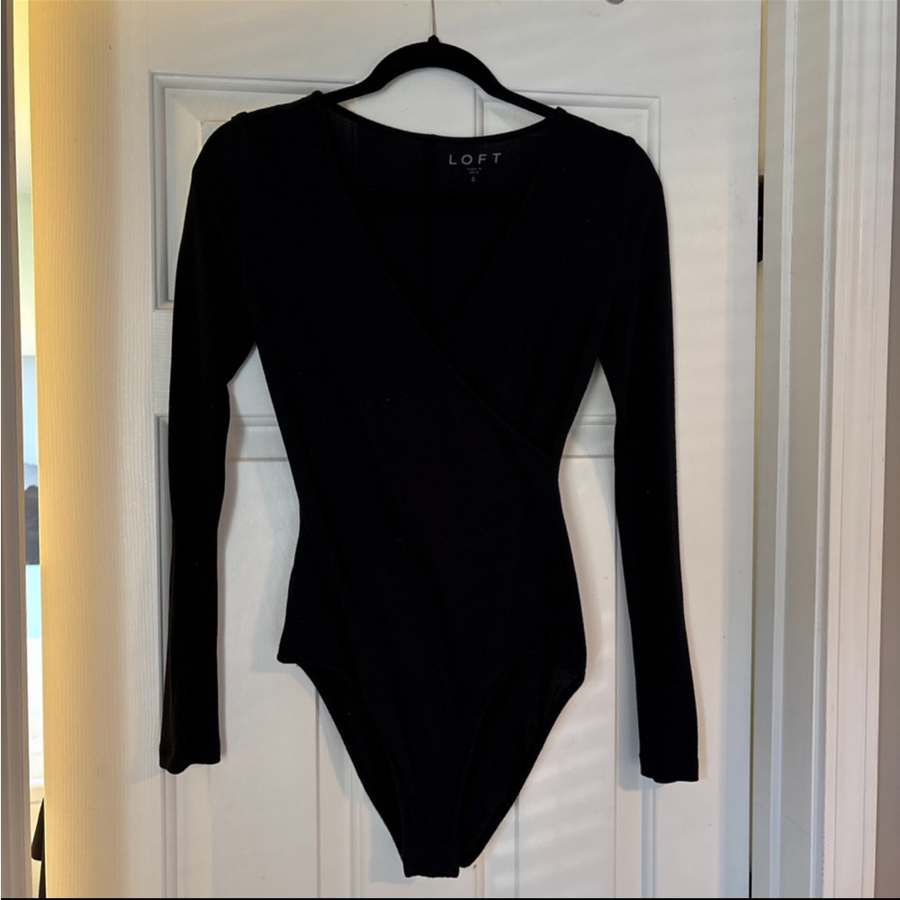 LOFT Classic Black Wrap Bodysuit